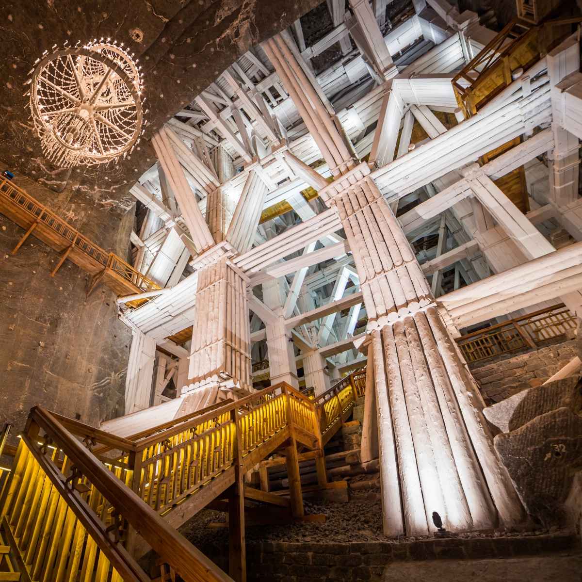 wieliczka salt mine underground stairs
